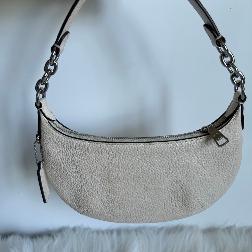 Coach Mini Payton Chalk White Pebbled Leather Hobo Bag Good - Picture 2 of 10